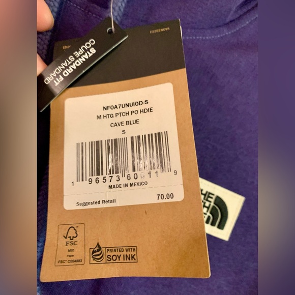 NWT THE NORTH FACE MEN’S HERITAGE PATCH PULLOVER HOODIE Cave Blue Sz Small - Picture 9 of 10
